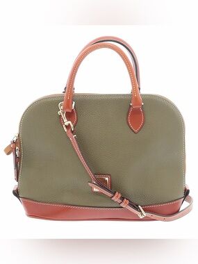 Dooney & Bourke Olive Green and Brown Leather Dome Satchel